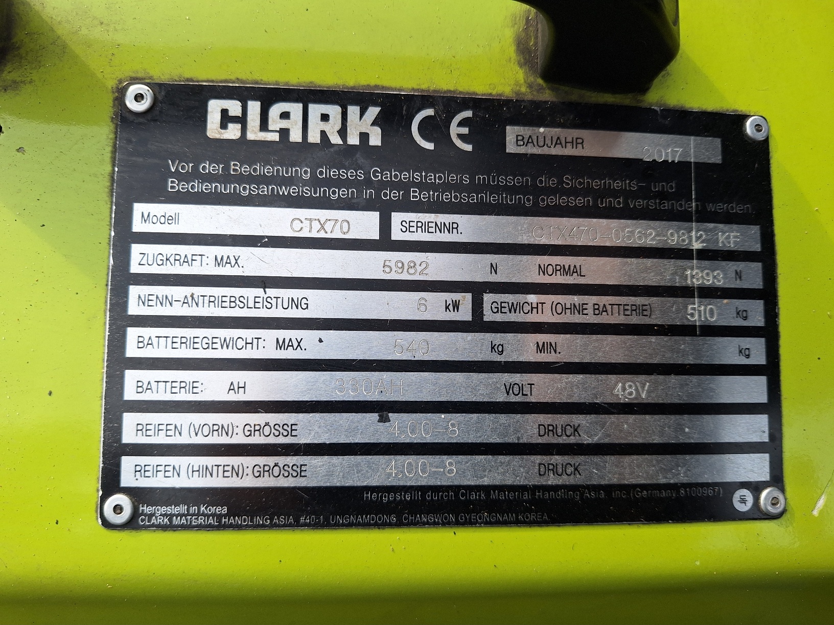 Clark Electro trekker 7 ton accu 10-2023 met slechts 1690 uur! - Afbeelding 12