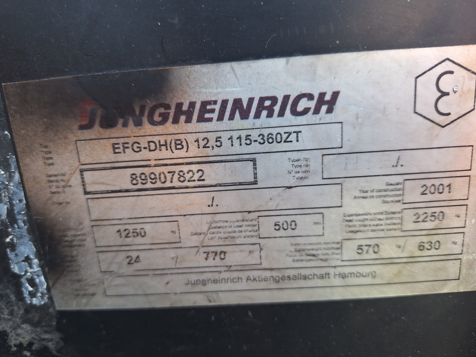 Compacte Jungheinrich Heftruck 1250 kilo drie wieler - Afbeelding 6